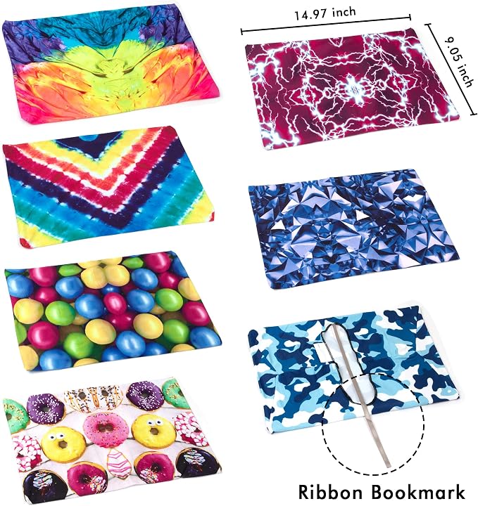 7 Pack Jumbo Feela Stretchable Fabric Book Covers, Washable Durable Reusable Nylon Covers for Hardcover Textbooks Notebooks up to 9'x11'