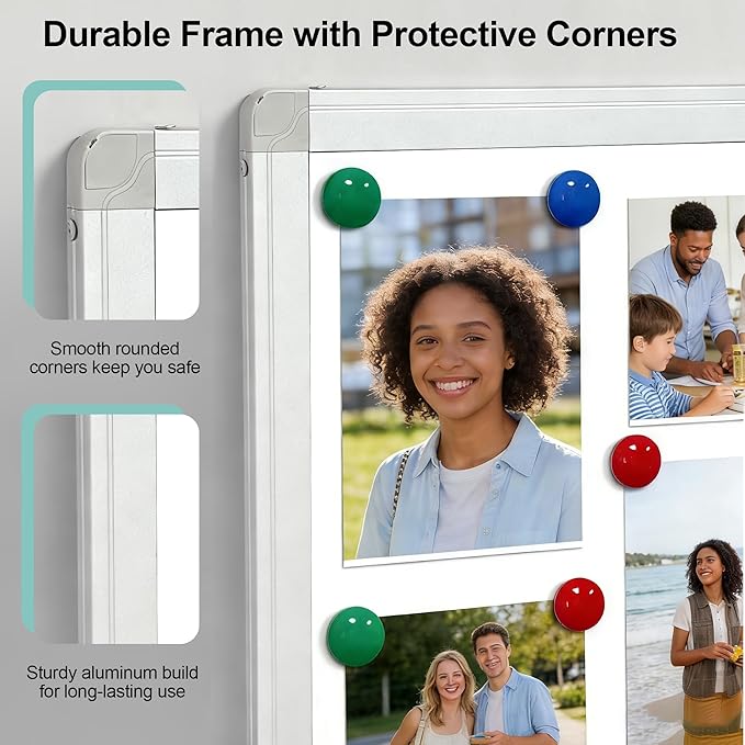 Dry Erase White Board 48 X 36 Inch, Wall-Mounted Silver Aluminum Frame Marker Presentation Board, 4' X 3' Foldable Portable Whiteboard with Pen Tray for School, Classroom, Office & Home