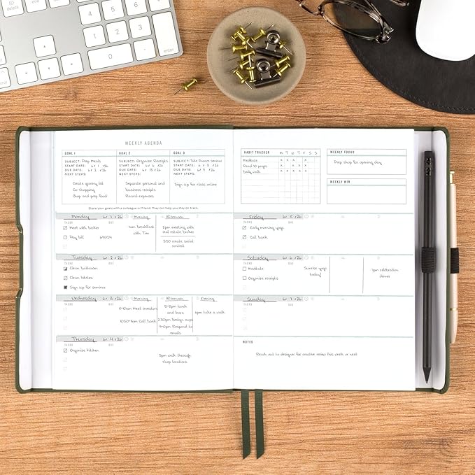 AT-A-GLANCE Foundation Planner, Undated Inspiration Journal, Set Goals, Track Progress, Create Habits, Weekly & Monthly, Small, 5-3/4" x 8-1/4", Green (FD-200-60)