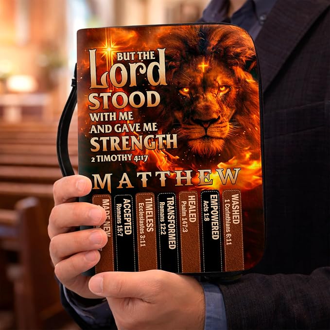 Personalized Man of God Bible Cover, God Says I Am Bible Case PU Leather, Bible Holder Handle Zipper, Faith Scripture with Name Case Bag, Religious Gifts for Church Christians Women Men (01)