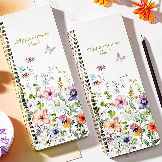 Salon Appointment Book - 11.5" x 4.7", 2 Columns, Undated, 6 AM - 9 PM, Professional Daily Planner, Twin-Wire Binding, 200 Pages, Hourly Planner for Office, Home, or Hair Stylist