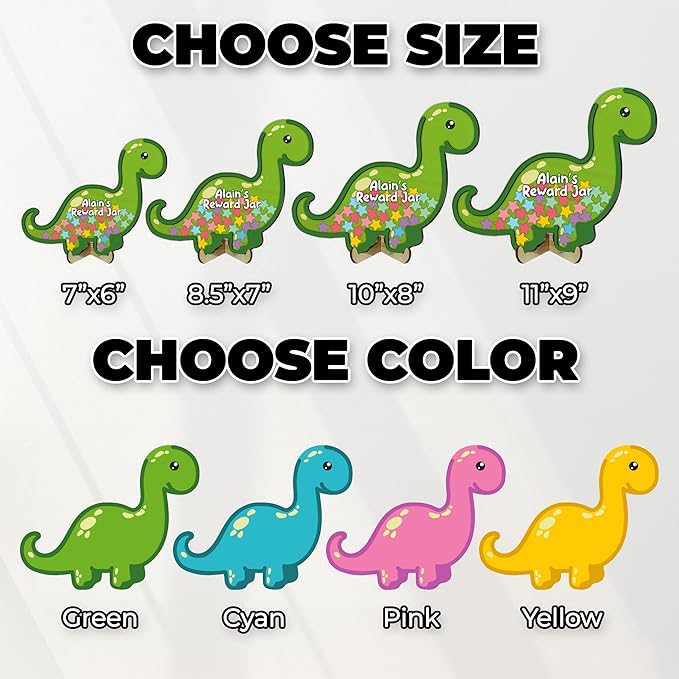 Personalized Dinosaur Magnetic Reward Jar Colorful for Kids Potty Training Magnetic Star Tokens Good Behavior System Toddler Reward Routine Tool Back to School Gift for Boys Girls Classroom Home Décor