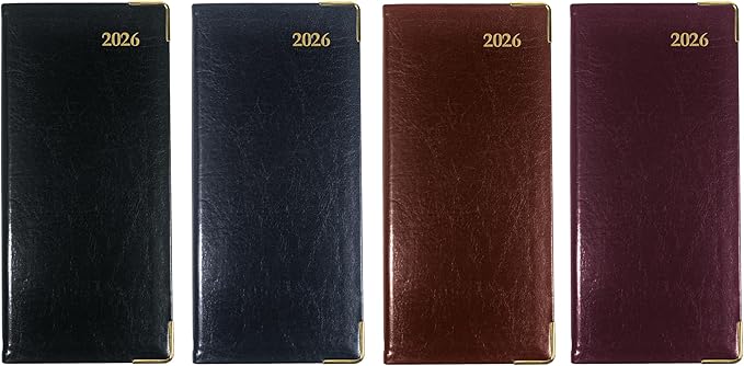 Brownline® 2026 Executive Weekly Pocket Planner, Appointment Book, 12 Months, January to December, Horizontal, Sewn Binding, 6.75" x 3.1875", Assorted Colors, Trilingual (CBE306.ASX-26)