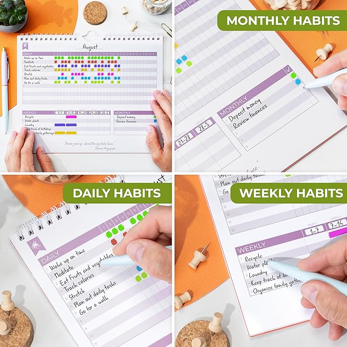 Clever Fox Habit Tracker Calendar – Inspirational Goal Tracker and Habit Calendar for Atomic Habits – Colorful Habit & Goal Planner Journal to Boost Productivity – 24 Months, 10″ x 8″ (Turquoise)