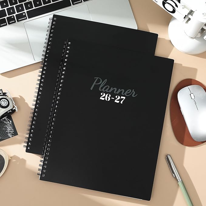 Academic Planner 2026-2027 - Planner Weekly and Monthly 2026-2027, Jul. 2026 - Jun. 2027 11'' x 9'', Planner 26-27 with Colorful Tabs, Premium Paper, Twin-wire Binding - Classic Black