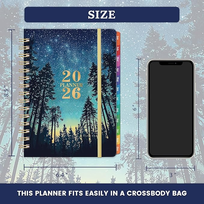 Planner 2026-2027 - Planner 2026 Weekly and Monthly from January - December, Calendar Planners with Colorful Tabs, Inner Pocket, 6.4" x 8.5"