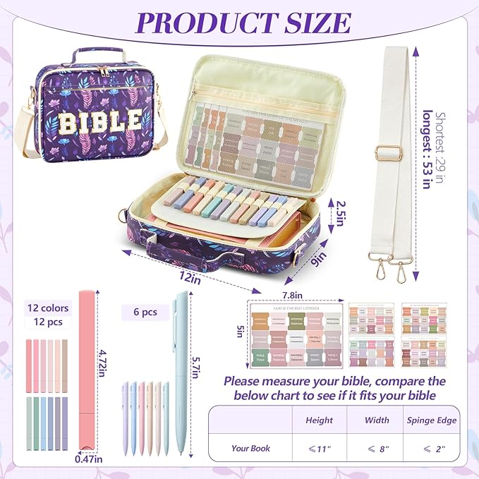 Sinload Large Bible Cover Case for Women, Bible Study Supplies Journaling Kit Chenille Letter PU Leather with Tabs Gel Pen Highlighters with Strap Easter Mothers Day Christian Gifts for Women Mom