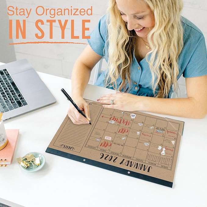 Hadley Designs Large Teacher Desk Calendar 2026-2027 - Desktop Calendar 2026, 18-Month Desk Calendars for Home, Office & Classroom, Cute Classroom Must Haves, Teacher Appreciation Gifts