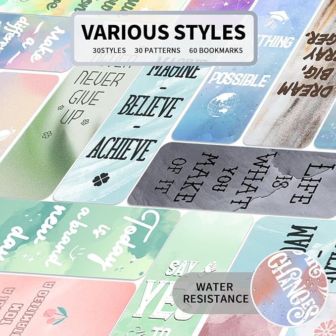 60 PCS Bookmarks for Kid Teens Women Men, Book Markers for Reading, Teacher Book Mark, Paper Planner Cute Bookmark