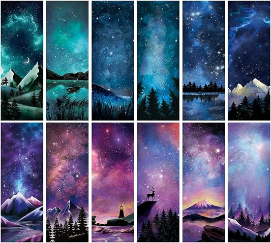 12 Pcs Personalised Space Starry Night Bookmarks, Bulk Book Marks,Unique Zodiac Constellaion Bookmark for Book Lovers,Cool Bulk Bookmarks for Students Adults Children Teachers Reading VBS Theme Gifts
