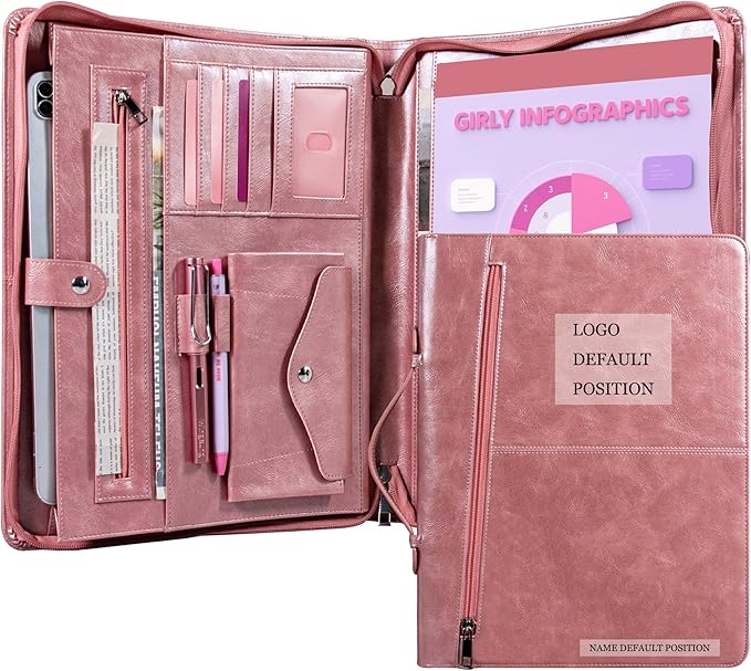 Calfinder Personalized Portfolio for Women&Men, Free Name Engrave,Customized Leather Padfolio, Business Portfolio with with Handle for Ipad, Unique Gift for Graduation