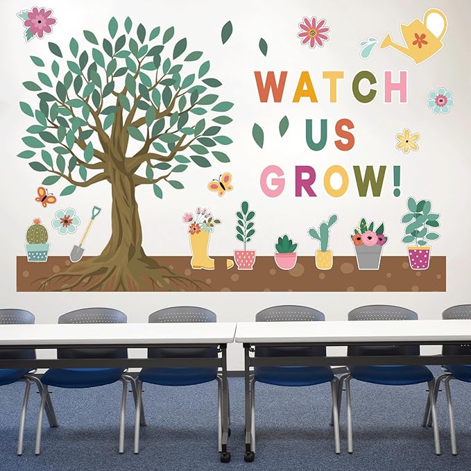 Spring Tree Classroom Decor Floral Tree Bulletin Board Spring Cutouts Border Decorations Classroom Bulletin Board Set Floral Border for Elementary School Flower Style