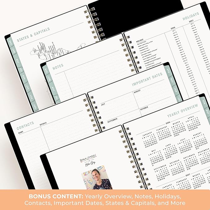 Blue Sky Brook Gossen 15 Month 2026-2027 Weekly and Monthly Academic Year Planner Calendar, April 2026 - June 2027, 5" x 8", Flexible Cover With Zip Pouch, Wirebound, Laminated Tabs, Storage Pocket, Rainbow City