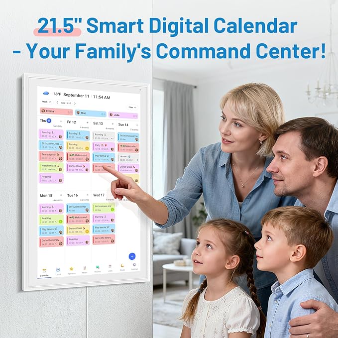 Digital Calendar, 21.5 Inch Smart Wall Calendar & 2026 Planner & Chore Chart, Gifts for Women Men, Gifts for Mom Dad, Touchscreen Interactive Display, Wall Mount