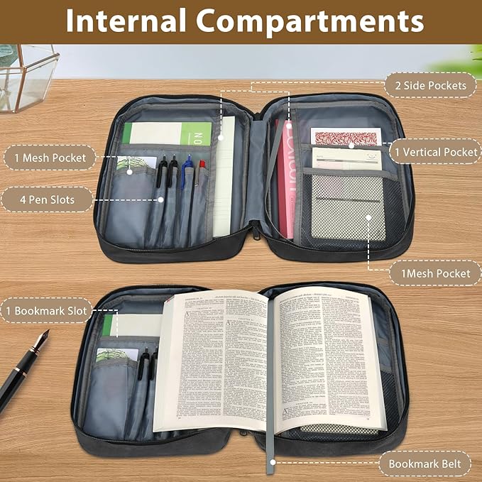 Bible Covers - Stylish Bible Covers - Bible Case with Durable Handle and Strap - Bible Bag Journal Case - Bible Carrying Book Church Bag Case Gift for Mother Lady Women Men