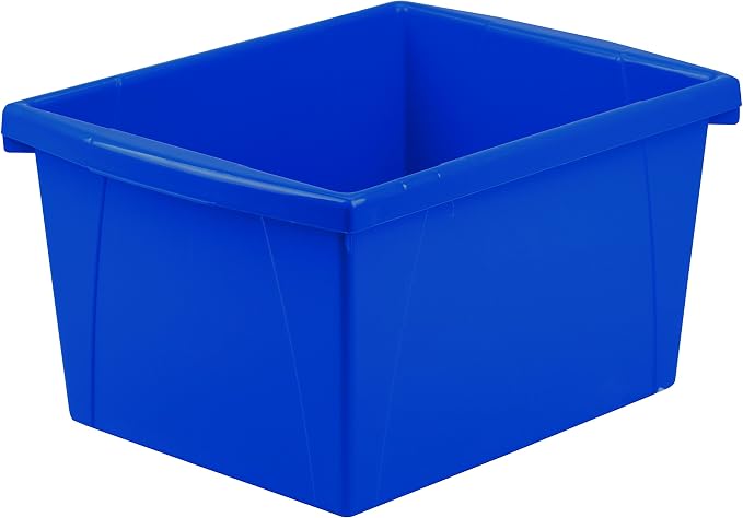 Storex Small Storage Bins, 13.625 x 11.25 x 7.87 Inches, Assorted Colors, Color Assortment Will Vary, Case of 6 (61514U06C)