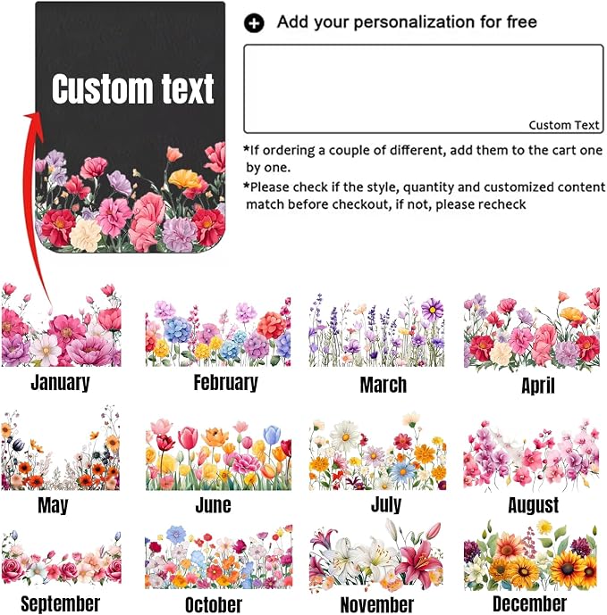 Personalized Magnetic Bookmark with Name, Custom Leather Bookmark for Readers, Customized Bookmark Gifts for Book Lovers, Birthday, Christmas, Women, Book Accessory (Birth Flower Shrubs)