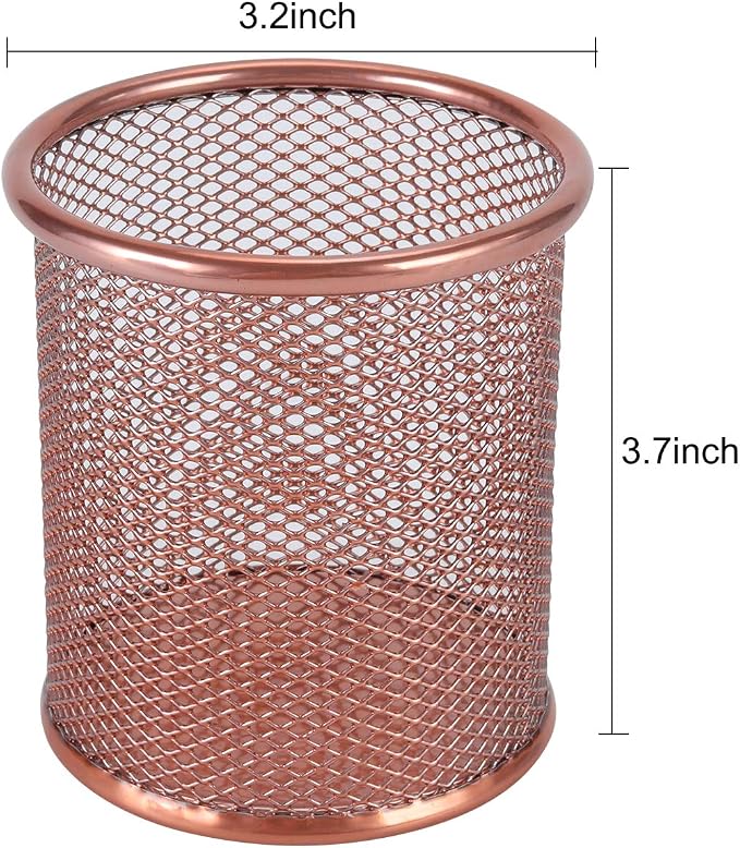 PAG Pencil Holder for Desk, 2 Pack Desktop Pen Cup, Office Supplies Rose Gold Desk Organizers and Accessories Organization, Makeup Brush Holder, Copper