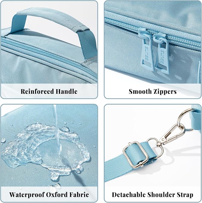 SUNEE Bible Cover for Women, Large Bible Bag w/Shoulder Strap Carrying Book Case w/Pen Slots and Zippered Pocket, Gift for Women & Men, Blue