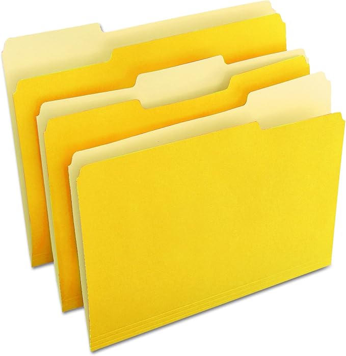 Universal 10504 File Folders, 1/3 Cut One-Ply Top Tab, Letter, Yellow/Light Yellow (Box of 100)