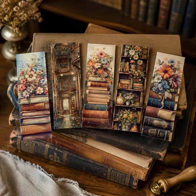AFRITEE 150 Pcs Vintage Bulk Bookmarks, Retro Cottagecore Book Floral Bulk Paper Bookmark for Reading Lover, Aesthetic Book Marks Reading Accessories Gifts for Kids Teacher Girl