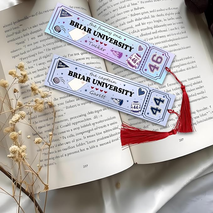 4Pcs Briar U Hockey Bookmarks with Tassels, Off Campus Bookmark, 1.18 x 4.72 in