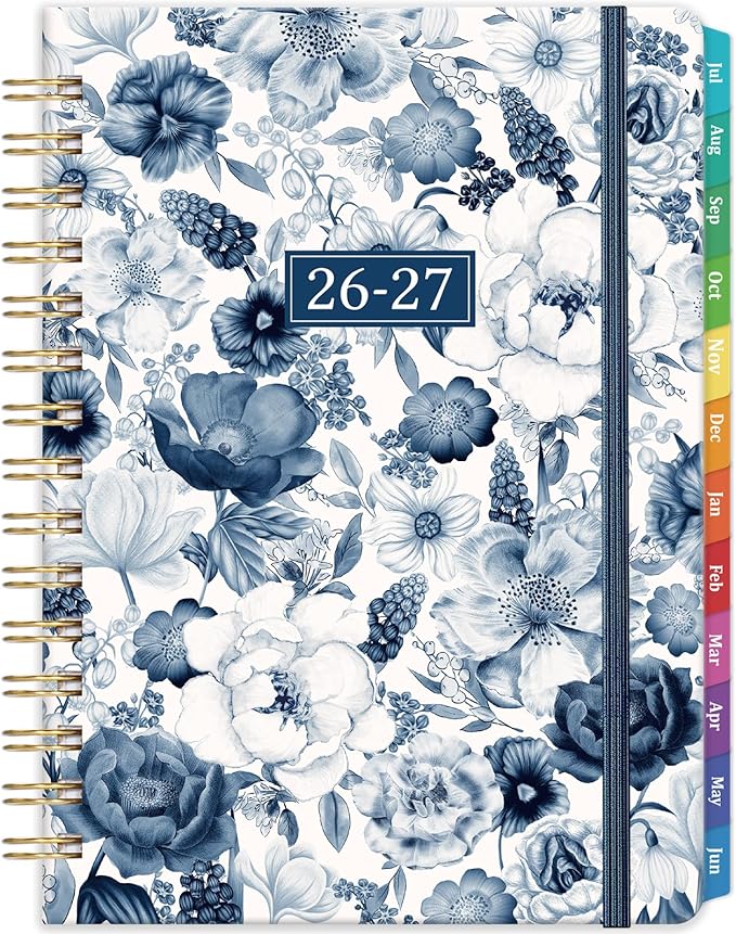 2026-2027 Planner - 6.4'' x 8.5'' Jul. 2026 - Jun. 2027, 2026-2027 Weekly & Monhtly Academic Planner Spiral Bound,with Sturdy Cover, Monthly Tab, Inner Pocket, Elastic Closure