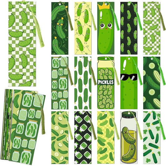 30 Set Pickle Bookmark with Tassels Funny Pickle Lover Gift Dill Book Markers Cute Birthday Gift for Women Men Book Lover Office Reading Accessories