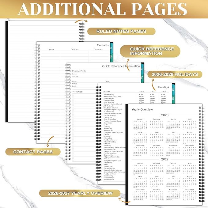 Planner 2026-2027 - Academic Planner 2026-2027, July 2026 - June 2027, 9" x 11", 26-27 Planner Weekly and Monthly, 26-27 Calendar Planners with Colorful Tabs, Pocket - Black