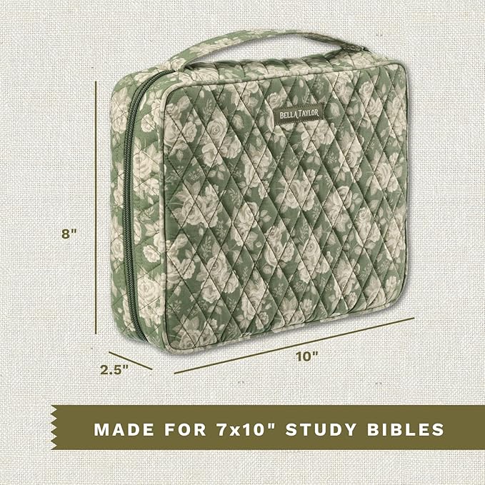 Bella Taylor Quilted Bible Cover for Women - Large Study Bible Case - Heirloom Rose