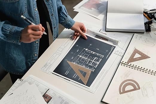 Metal Geometry Set, 5-Piece Aluminum Ruler, Math Drafting Ruler Kit Includes Protractor, Triangle Rulers, Straight Rulers-Math Measurement Tools for School and Office Supplies (Gold)