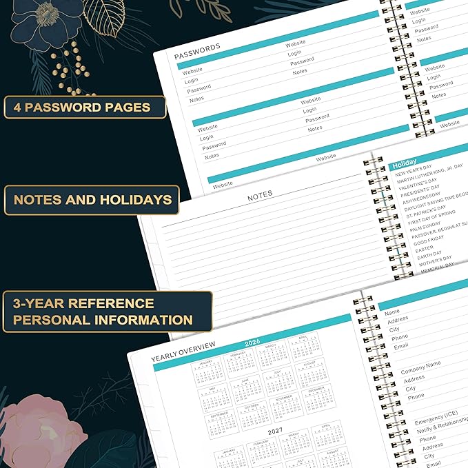 2026-2027 Monthly Planner - 18 Monthly Planner/Calendar 2026-2027, July 2026 - December 2027, 9‘’ x 11'', Months Tabs, Double-Sided Pockets, Twin-Wire Biding, Holidays, Notes Pages, Julian Dates