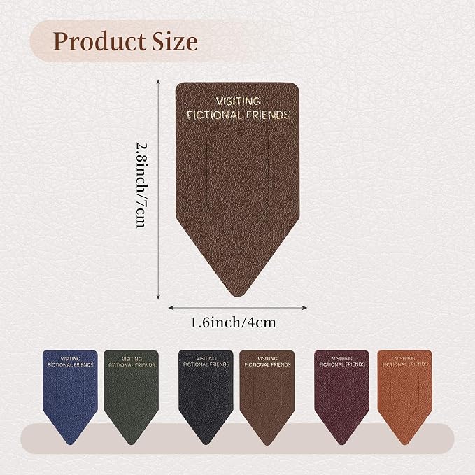 Leather Bookmark for Reading Women, Visiting Fictional Friends Bookmarks, Index Book Marks for Book Lovers, 6 Pcs Drak Color Set