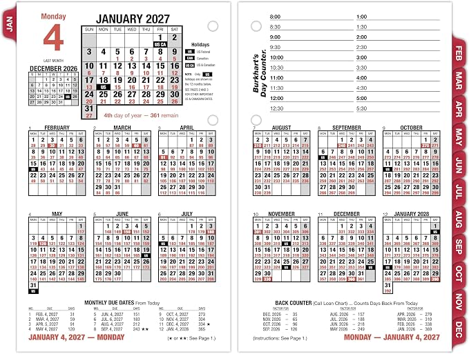 AT-A-GLANCE 2027 Desk Calendar Refill, Daily Desk Pad Refill, 4.5" x 7.5", Loose-Leaf, Burkhart's Day Counter (E7125027)
