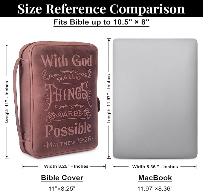 LEATHER VILLAGE Handmade Vintage Genuine Leather Embossed Bible Cover for Men & Women, Large Protective Bible Case & Organizer for Church, Travel & Study Christian Religious Antique Bookmark - Fuchsia