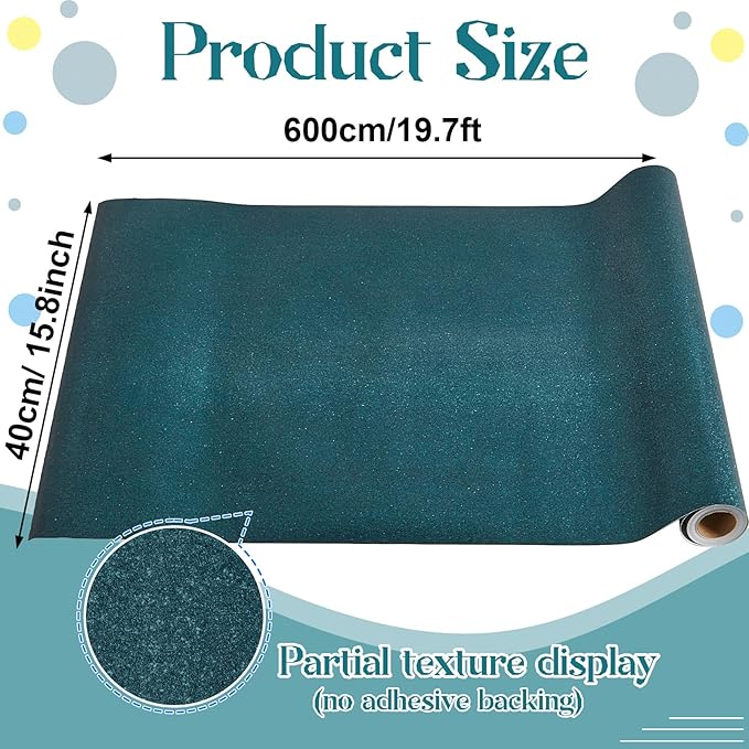 gisgfim 16" x20ft Glitter Bulletin Board Paper Roll Sparkle Color Bulletin Board Background Poster Paper Non Fading Gift Wrapping DIY Art Crafts for Office Classroom Decoration, Calming Blue
