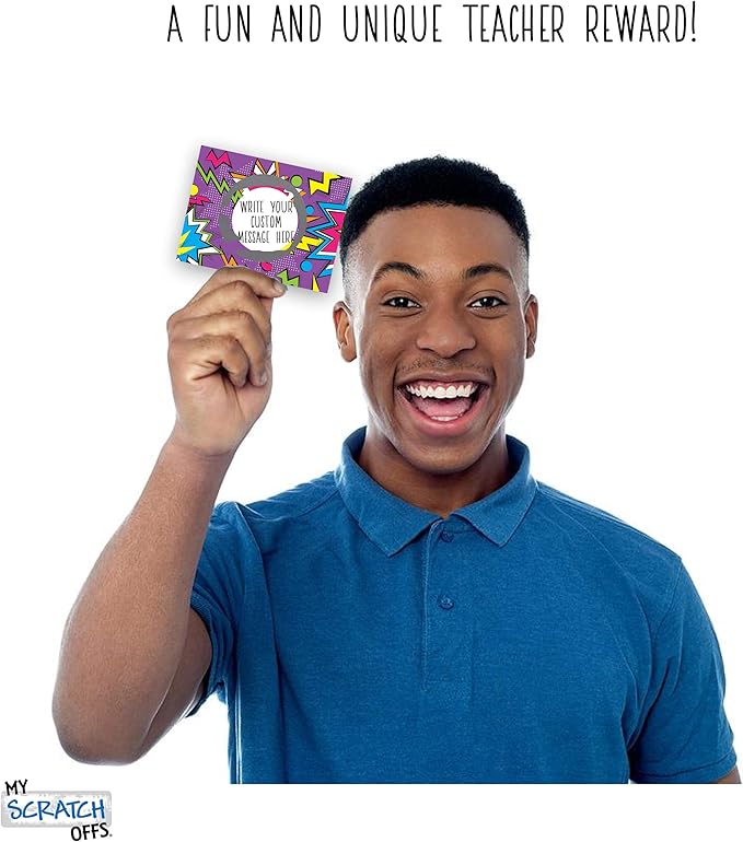 My Scratch Offs 50 Pack Zig Zag Purple DIY Custom Make Your Own Scratch Off Cards for Teacher Supplies, Classroom Must Haves, Motivational Cards for Students & Small Business