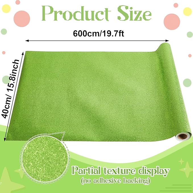 gisgfim 16" x20ft Glitter Bulletin Board Paper Roll Sparkle Color Bulletin Board Background Poster Paper Non Fading Gift Wrapping DIY Art Crafts for Office Classroom Decoration, Sage Green