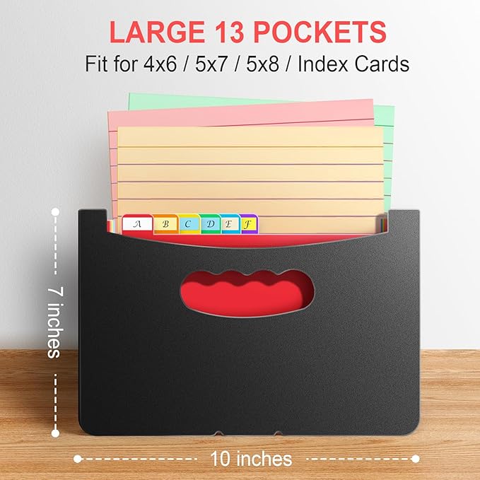 Vowcarol 5x8 Index Card Holder, 5x8 Index Cards Organizer, Expanding Storage Box