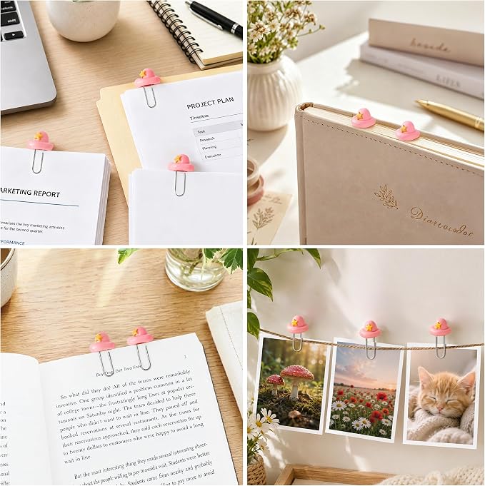 Handmade Bookmarks for Women, 3 Pcs Polymer Clay Cute Pink Hat Bookmark for Book Lovers Students Teachers, Unique Reading Accessories Page Markers