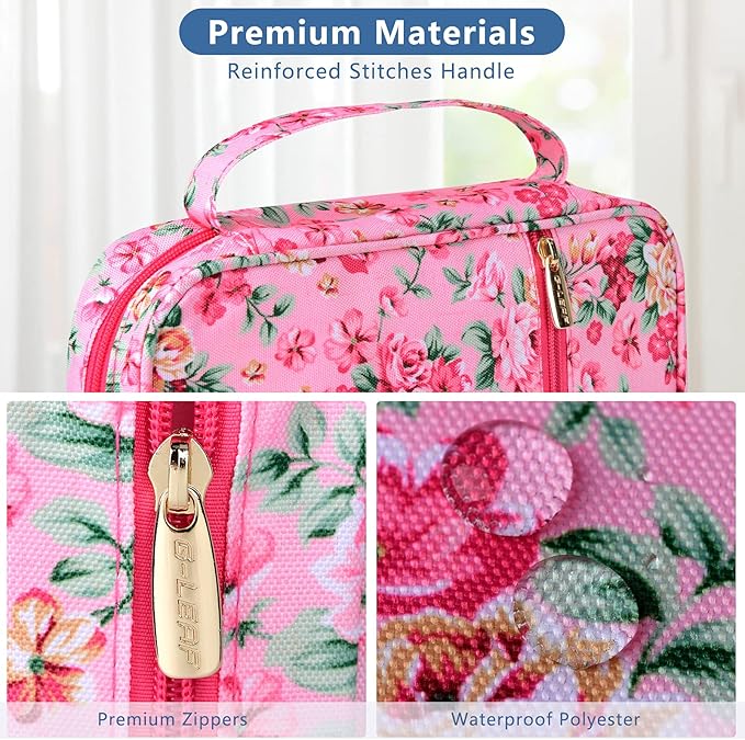G-LEAF Bible Cover Case/Book Cover, Bible Case for Women Girls, Bible Cover Bags Floral Pattern With Handle Fits for Standard Size Bible, 9.5x6.7x2.5 In