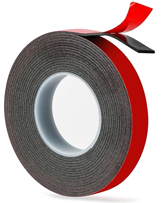 VHB Double Sided Tape, Thin Double Sided Mounting Tape, 2cm × 4.7m Black Adhesive Tapes, Heavy Duty Waterproof High Temperature Resistant for LED Strips, Car Decor, Home Office