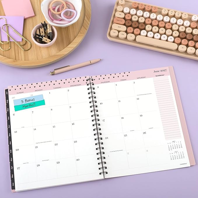 Cambridge Planner 2026-2027 Weekly & Monthly Academic 12-Month July-June, 8-1/2" x 11", Cherish (1800-905A)