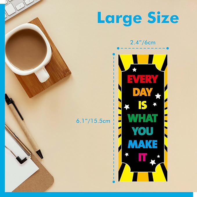 120 PCS Motivational Bookmarks, 30 Designs Double Sided Printing Paper Bookmarks Inspirational Book Markers with PET Film for Primary Middle High Reading Students, Book Lovers (2.4” x 6.1”)