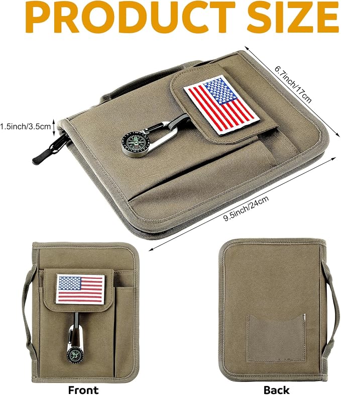 Colarr Handbook Cover Protector Compatible with Boyscouts Handbook with American Flag Patch and Compass Fit 6 x 8 in Book Sleeve Protector Suitable for Boys Girls Hiking Camping Exploring