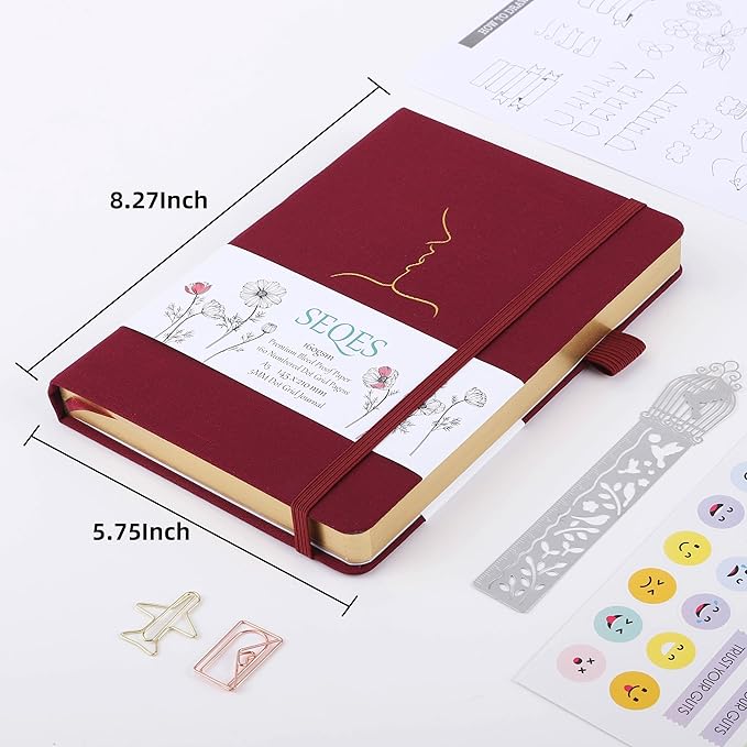 A5 Bullet Dotted Journal Notebook | 160gsm Thick Bleedproof Paper, Lay Flat Binding, 160 Numbered Pages | Hard Cover Dot Grid Notebook/Bullet Journals for Creatives & Professionals-KISS