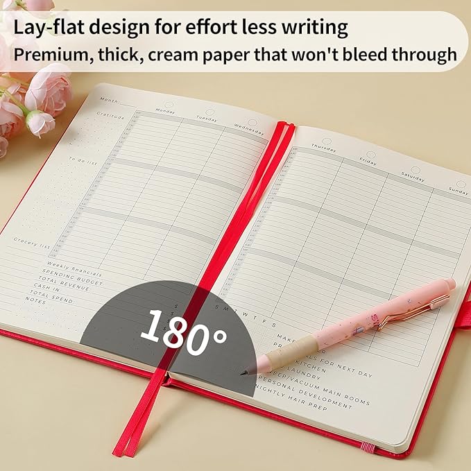 Planner 2025-2027, 36 Months Weekly and Monthly Planner with Budget & Goal Setting, 8.3" x 5.7", Flexible Cover, Daily Organizer with Inner Pocket, Bookmarks, Pen Holder for School Office Home, Pink