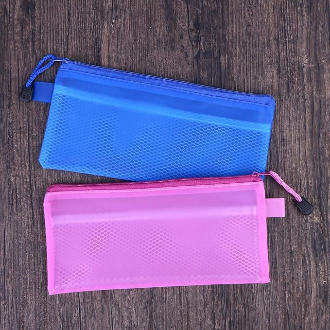 Operitacx 12pcs Portable Mesh Zipper File Bags Pvc Pencil Cases for Office School Supplies Random Color Stationery Document Storage Pouches