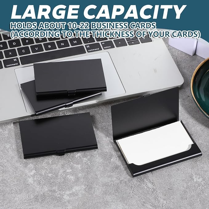 4 Pack Metal Business Card Holder Case Slim Business Card Case Professional Busineses Holder Cases Pocket Metal Cases Purse Name Cards Holders Credit Cards Organizer with Buckle Style Shut