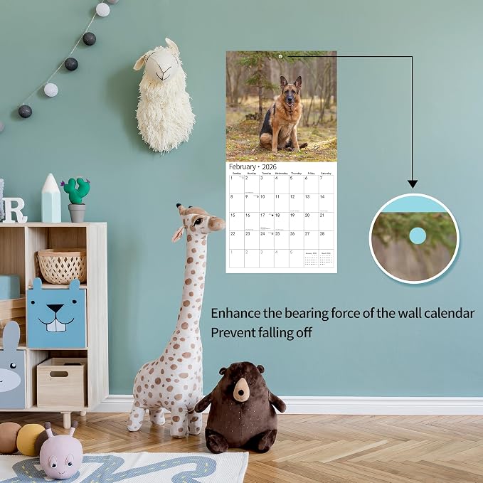 2026 Wall Calendar,Calendar 2026, November 2025 - December 2026, Wall Calendar German Shepherd, 12" x 24" Opened,Full Page Months Thick & Sturdy Paper for Calendar Organizing & Planning